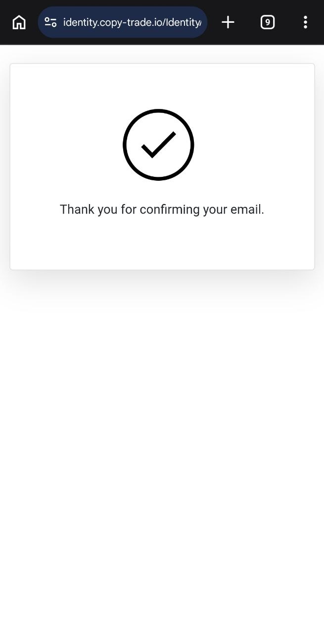 CopyMate email confirmed screen